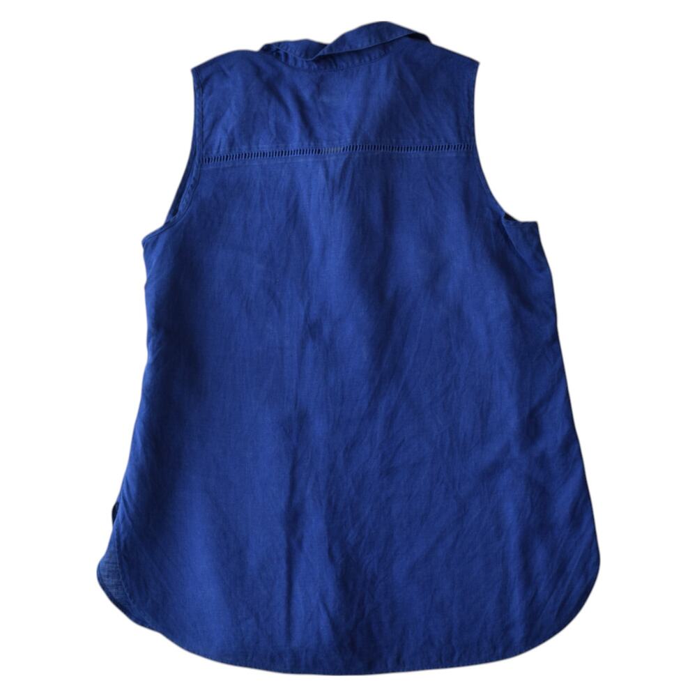 Chico’s 100% Linen Sleeveless Button Up Top Blue Size Large - Picture 4 of 5